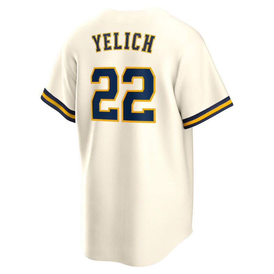 Milwaukee Brewers #22 Christian Yelich Cream Alternate Replica Player Baseball Jerseys