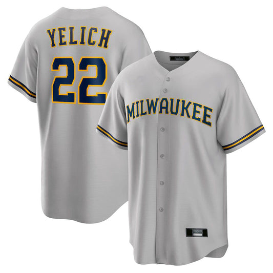 Milwaukee Brewers #22 Christian Yelich Gray Alternate Replica Player Baseball Jerseys