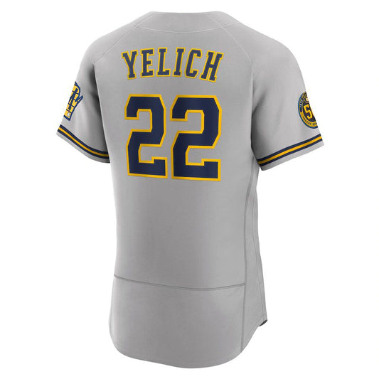 Milwaukee Brewers #22 Christian Yelich Gray Road Authentic Player Jersey