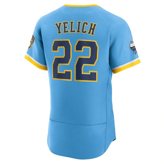 Milwaukee Brewers #22 Christian Yelich Powder Blue 2022 City Connect Authentic Player Jersey