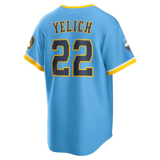 Milwaukee Brewers #22 Christian Yelich Powder Blue 2022 City Connect Replica Player Jersey