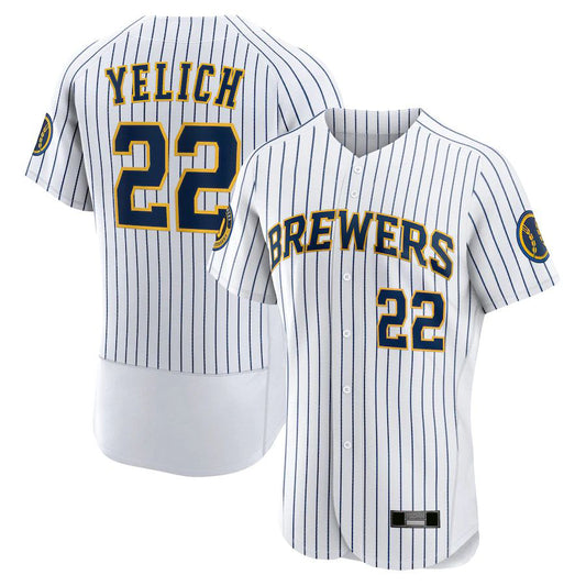 Milwaukee Brewers #22 Christian Yelich White Alternate Authentic Player Baseball Jersey