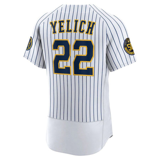 Milwaukee Brewers #22 Christian Yelich White Alternate Authentic Player Jersey