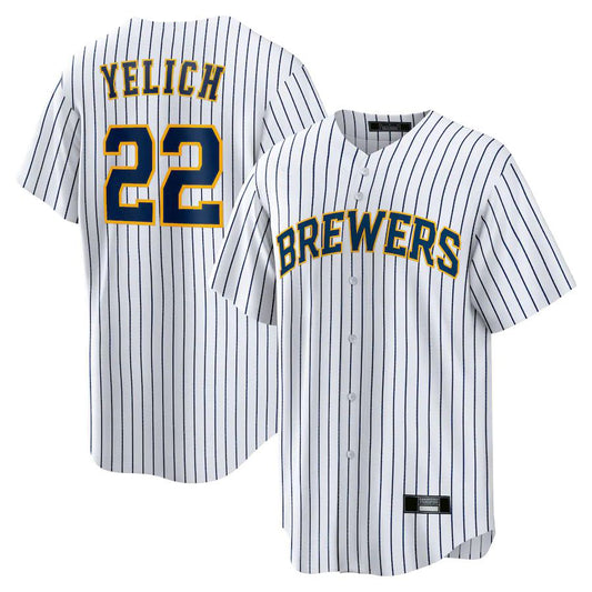 Milwaukee Brewers #22 Christian Yelich White Alternate Replica Player Baseball Jerseys
