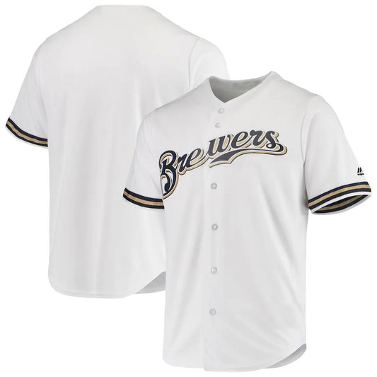 Custom Milwaukee Brewers Majestic White Home Official Cool Base Baseball Jerseys