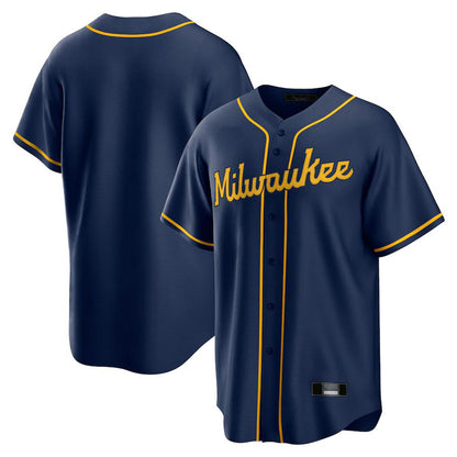 Custom Milwaukee Brewers Navy Alternate Replica Team Baseball Jerseys