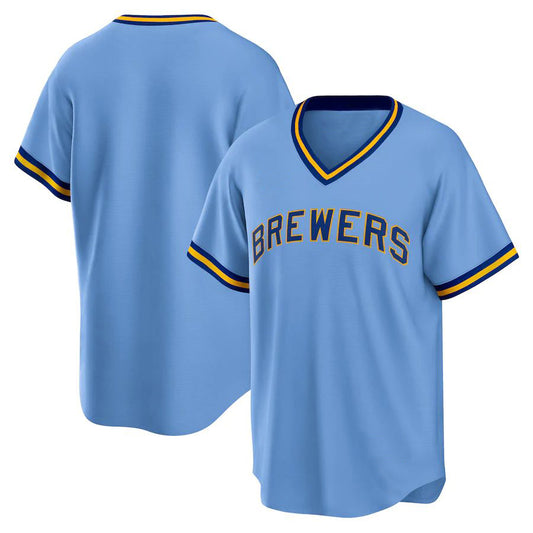 Custom Milwaukee Brewers Powder Blue Road Cooperstown Collection Team Baseball Jerseys