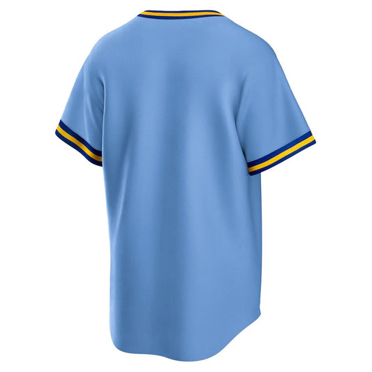 Custom Milwaukee Brewers Powder Blue Road Cooperstown Collection Team Jersey