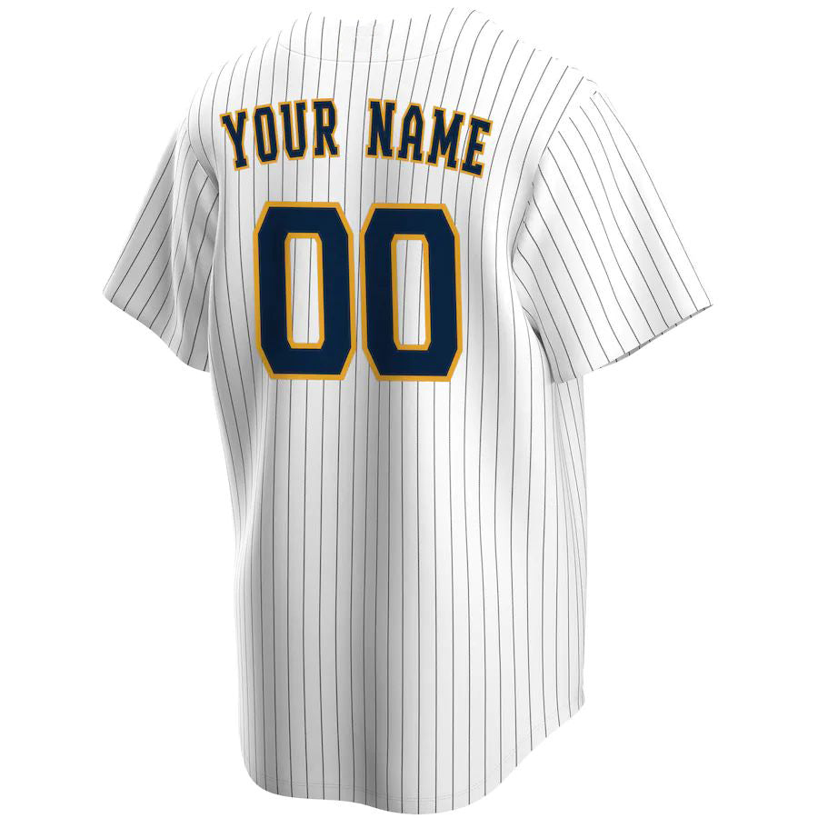 Custom Milwaukee Brewers White Alternate Replica Custom Jersey