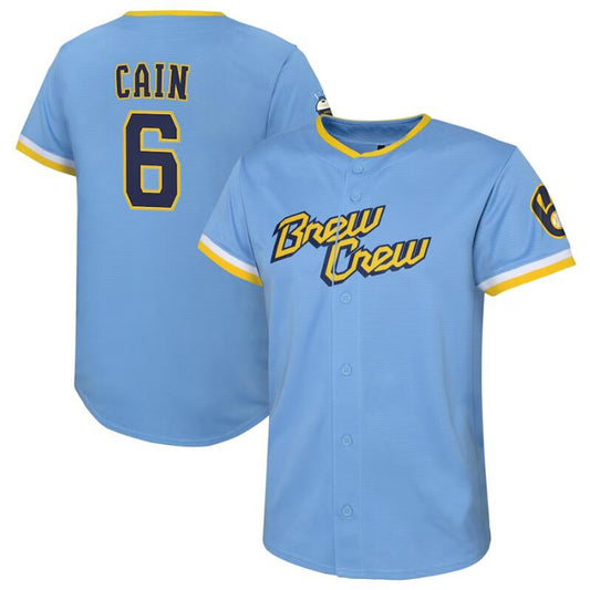 Milwaukee Brewers #6 Lorenzo Cain Powder Blue 2022 City Connect Replica Player Jersey