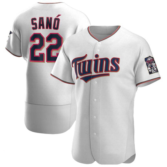 Minnesota Twins #22 Miguel Sano White Home Authentic Player Baseball Jersey
