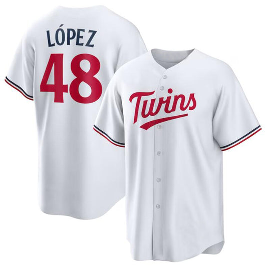 Minnesota Twins #48 Jorge López White Home Replica Player Baseball Jersey