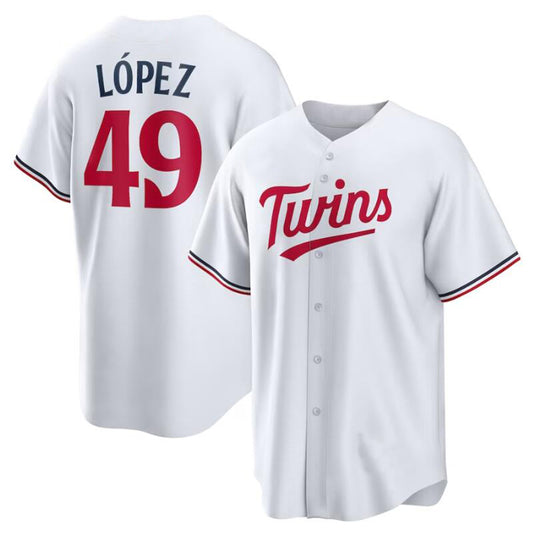 Minnesota Twins #49 Pablo López White Home Replica Player Baseball Jersey