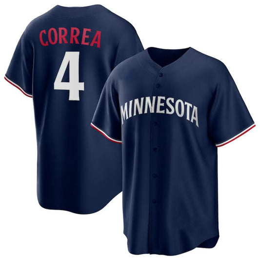 Minnesota Twins #4 Carlos Correa Navy Alternate Replica Player Baseball Jersey