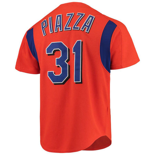 Mitchell And Ness #31 Mike Piazza Orange New York Mets Cooperstown Collection Mesh Batting Practice Player Jersey