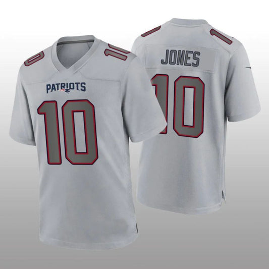 NE.Patriots #10 Mac Jones Gray Atmosphere Fashion Player Game Jersey Stitched American Football Jerseys