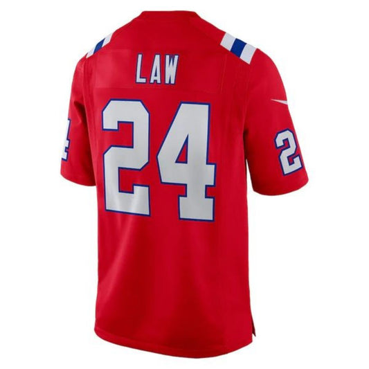 NE.Patriots #24 Ty Law Red Game Retired Player Jersey Stitched American Football Jerseys