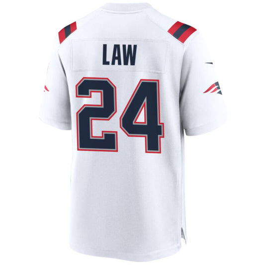 NE.Patriots #24 Ty Law White Game Retired Player Jersey Stitched American Football Jerseys