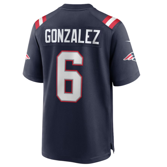 NE.Patriots #6 Christian Gonzalez Navy Team Game Jersey Stitched American Football Jerseys