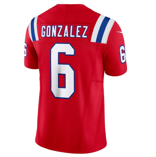 NE.Patriots #6 Christian Gonzalez Red Vapor F.U.S.E. Limited Jersey Stitched American Football Jerseys