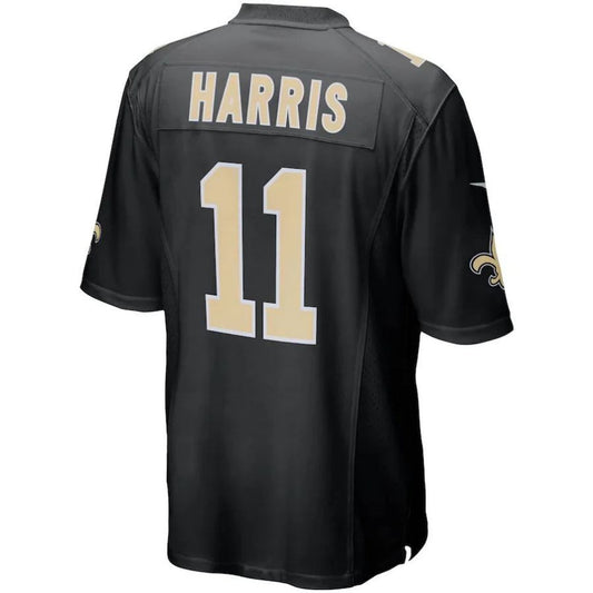 NO.Saints #11 Deonte Harris Black Game Player Jersey Stitched American Football Jerseys.