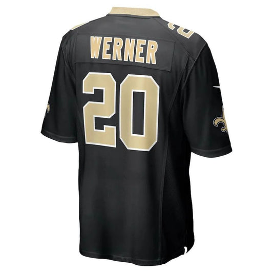 NO.Saints #20 Pete Werner Black Player Game Jersey Stitched American Football Jerseys