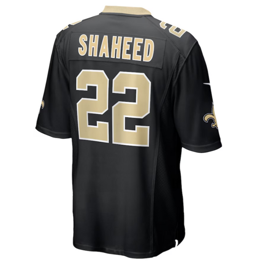 NO.Saints #22 Rashid Shaheed Black Team Game Jersey Stitched American Football Jerseys