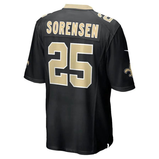 NO.Saints #25 Daniel Sorensen Black Game Player Jersey Stitched American Football Jerseys