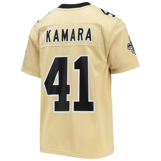 NO.Saints #41 Alvin Kamara Gold Inverted Team Player Game Jersey Stitched American Football Jersey
