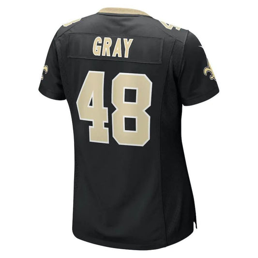 NO.Saints #48 J.T. Gray Black Player Game Jersey Stitched American Football Jerseys
