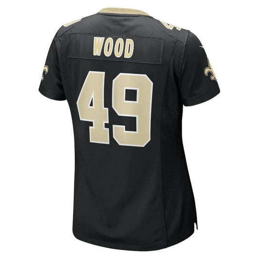 NO.Saints #49 Zach Wood Black Player Game Jersey Stitched American Football Jerseys