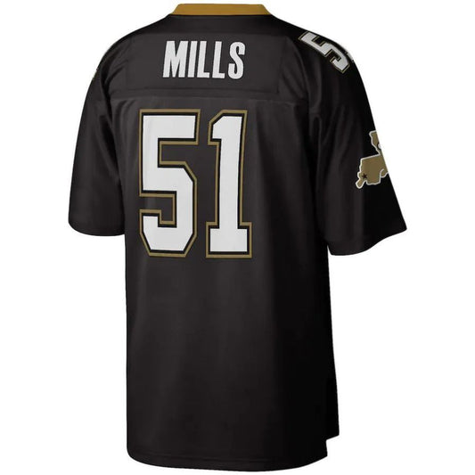 NO.Saints #51 Sam Mills Mitchell & Ness Black 1987 Legacy Replica Player Jersey Stitched American Football Jerseys