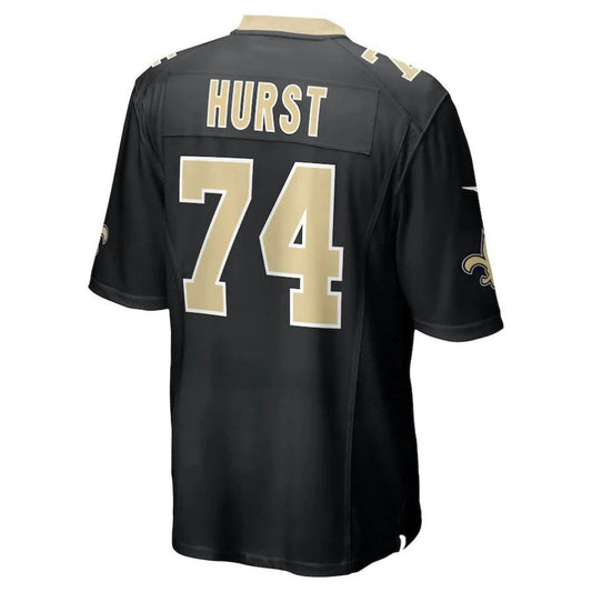 NO.Saints #74 James Hurst Black Player Game Jersey Stitched American Football Jerseys