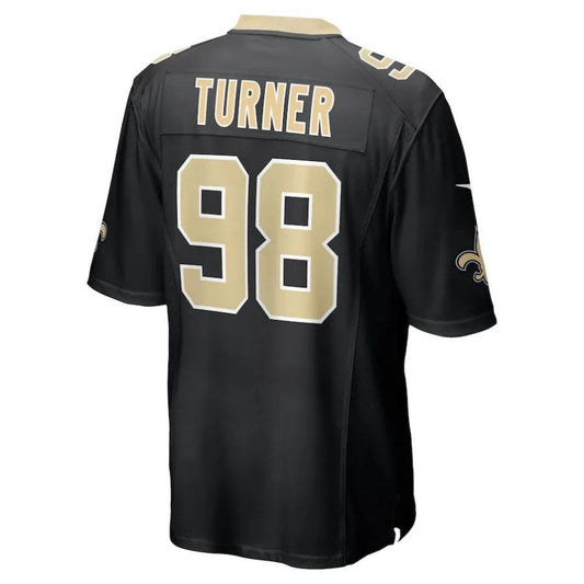 NO.Saints #98 Payton Turner Black 2021 Draft First Round Pick Player Game Jersey Stitched American Football Jerseys
