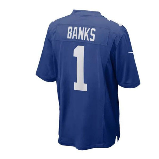NY.Giants #1 Deonte Banks 2023 Draft First Round Pick Game Jersey - Royal Stitched American Football Jerseys