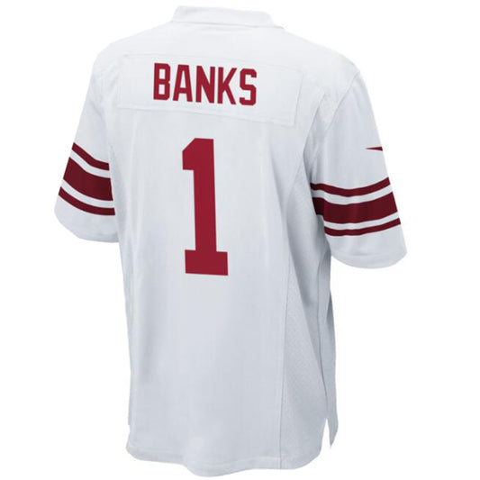 NY.Giants #1 Deonte Banks 2023 Draft First Round Pick Game Jersey - White Stitched American Football Jerseys