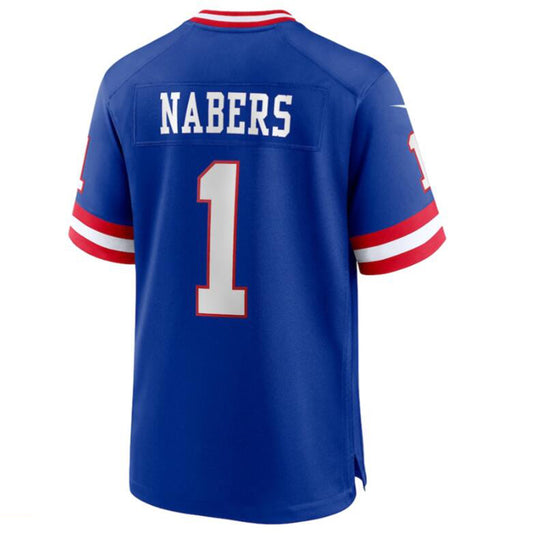 NY.Giants #1 Malik Nabers Royal 2nd Alternate 2024 Draft Game Jersey American Stitched Football Jerseys
