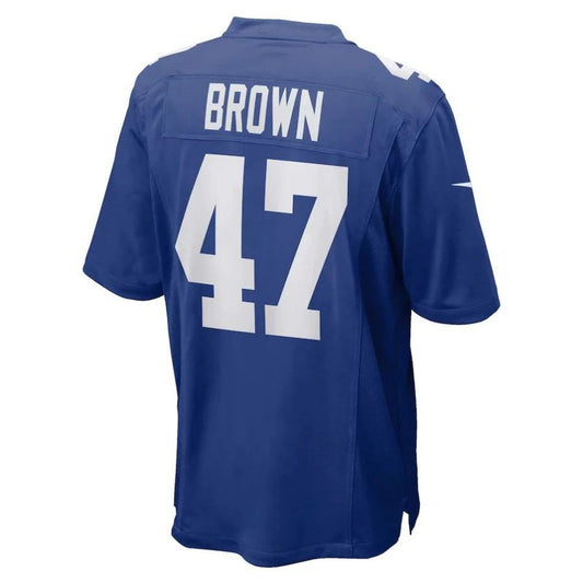NY.Giants #47 Cam Brown Royal Player Game Jersey Stitched American Football Jerseys