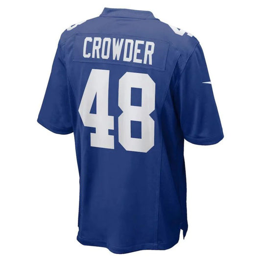 NY.Giants #48 Tae Crowder Royal Team Player Game Jersey Stitched American Football Jerseys