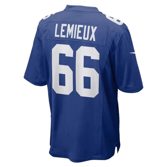 NY.Giants #66 Shane Lemieux Royal Player Game Jersey Stitched American Football Jerseys