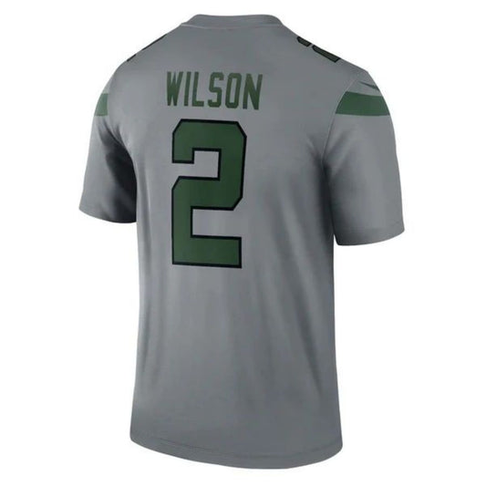 NY.Jets #2 Zach Wilson Gray Inverted Legend Jersey Stitched American Football Jerseys