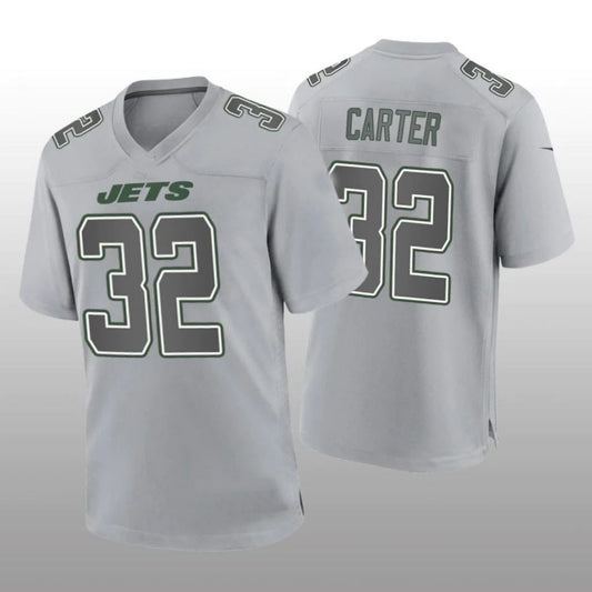 NY.Jets #32 Michael Carter Gray Game Atmosphere Player Jersey Stitched American Football Jerseys