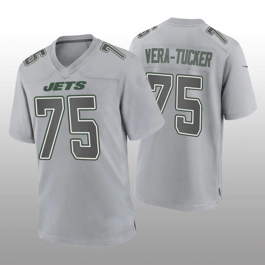 NY.Jets #75 Alijah Vera-Tucker Gray Game Atmosphere Player Jersey Stitched American Football Jerseys
