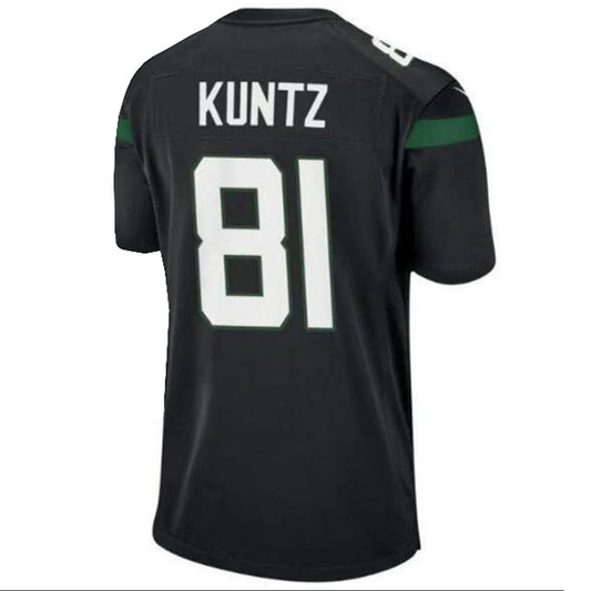 NY.Jets #81 Zack Kuntz Game Player Jersey - Black Stitched American Football Jerseys