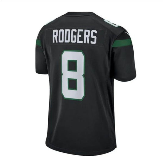 NY.Jets #8 Aaron Rodgers Game Jersey - Black Stitched American Football Jerseys