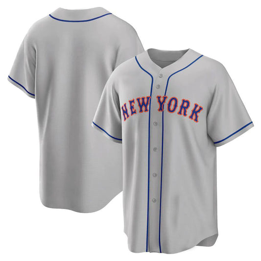 Custom New York Mets Gray Road Replica Team Jersey Baseball Jerseys