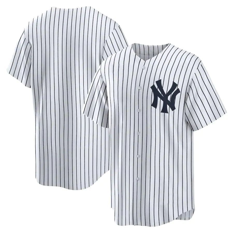 Custom New York Yankees White Home Replica Team Jersey Baseball Jerseys