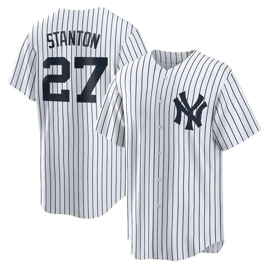 New York Yankees #27 Giancarlo Stanton White Home Replica Player Name Jersey Baseball Jerseys