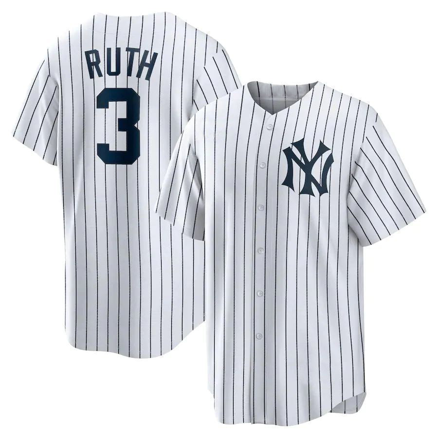 New York Yankees #3 Babe Ruth White Home Cooperstown Collection Player Jersey Baseball Jerseys