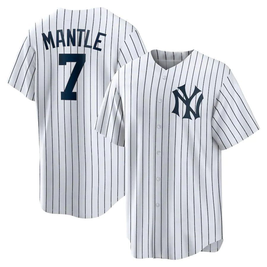 New York Yankees #7 Mickey Mantle White Home Cooperstown Collection Player Jersey Baseball Jerseys